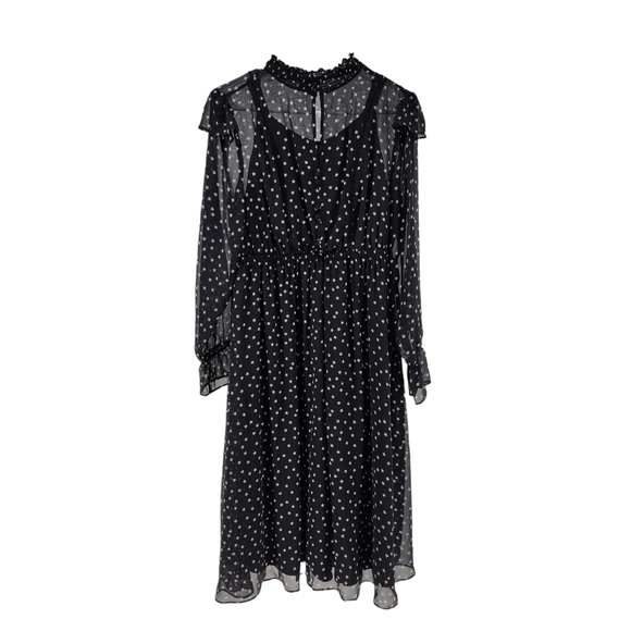 Torrid Women's Black Star Chiffon Ruffle Midi Dress - Picture 2 of 6
